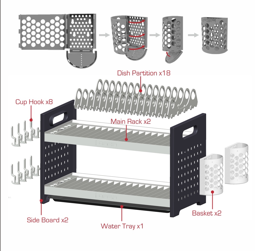 QLINK QASA LBQ072A2 DISH DRAINER QDR-252+