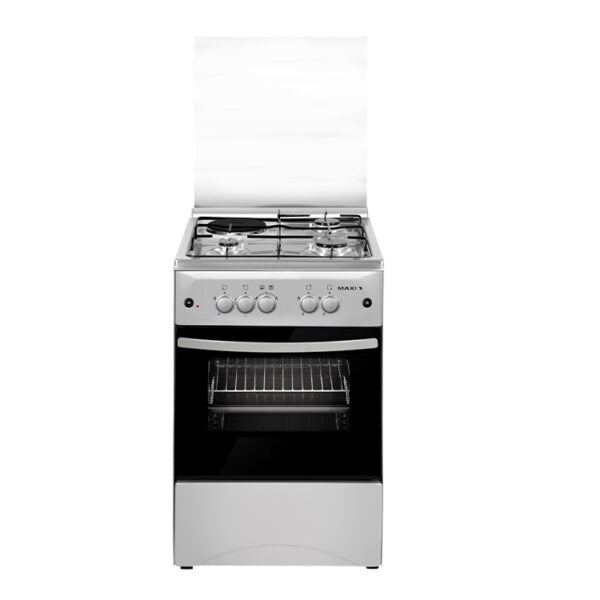 MAXI 5050 31 INOX 50×50 CM 3 Gas Burners + 1 Electric Burner Table Top Cooker | Inox & Glass with Oven Burner